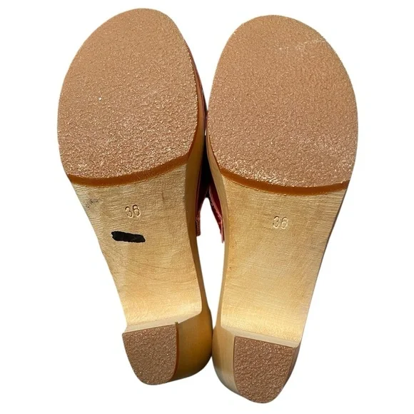 Swedish Hasbeens Grease Sky High Sandal Women's Size 36 / US 6 Red - Picture 4 of 12